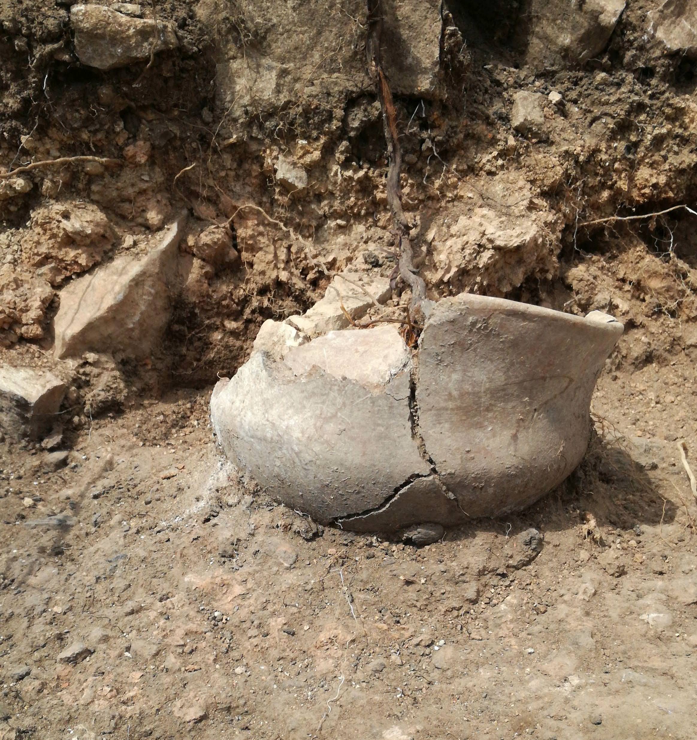 Uno de los vasos cer&aacute;micos recuperados